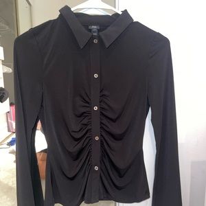 Black button ribbed top